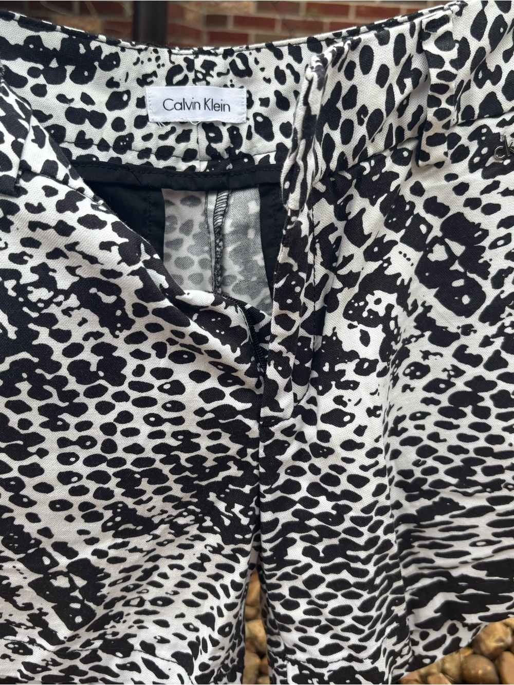 Calvin Klein Black & White Animal-Print Shorts